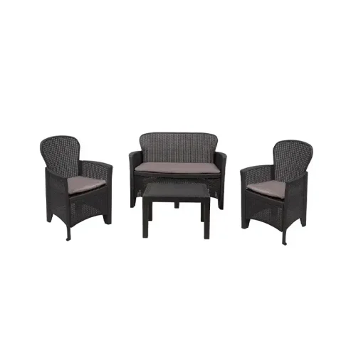 Set baštanski nameštaj Ratan antracit 2 fotelje + dvoset + sto